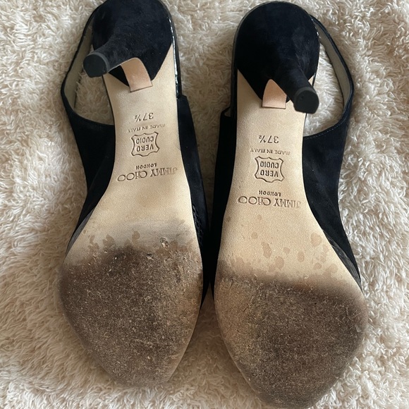 JIMMY CHOO 072CLUE Suede/Snake Black Heels Size 7.5 - Picture 4 of 7